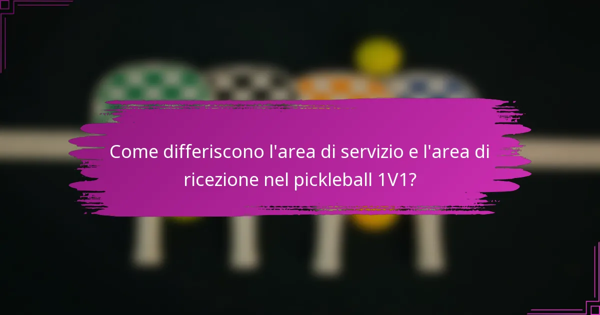 Come differiscono l'area di servizio e l'area di ricezione nel pickleball 1V1?