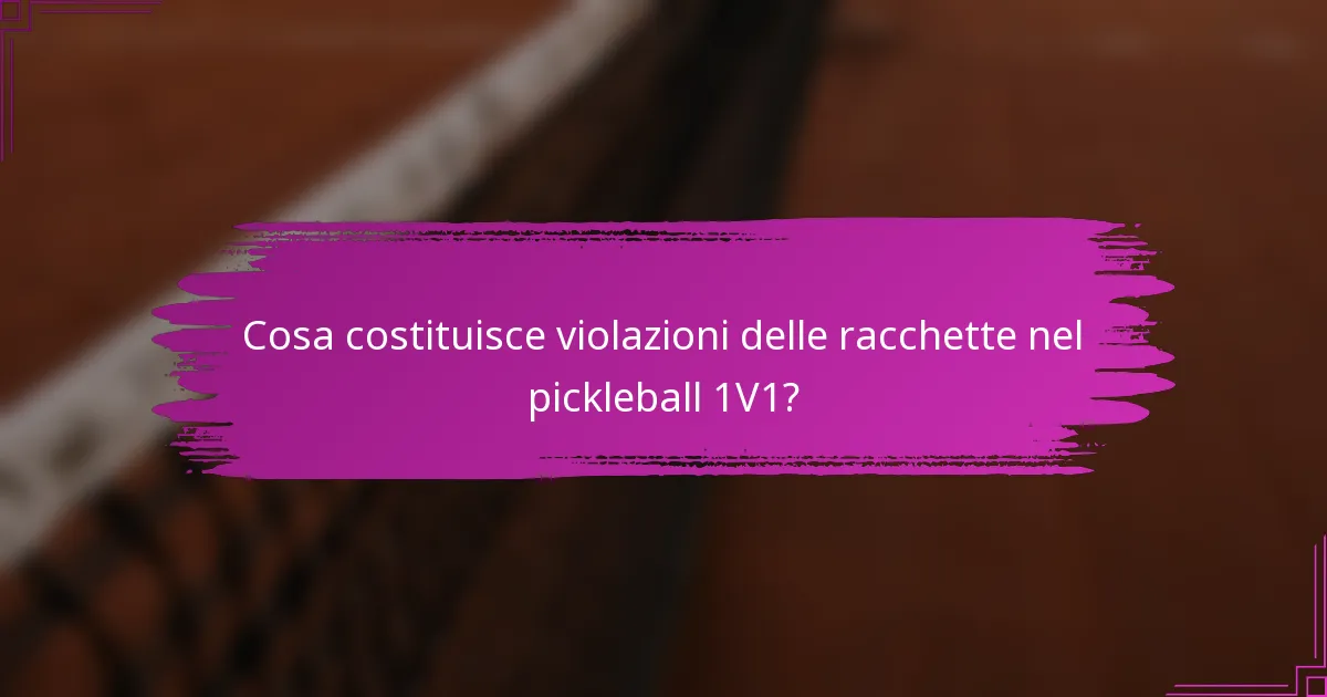 Cosa costituisce violazioni delle racchette nel pickleball 1V1?