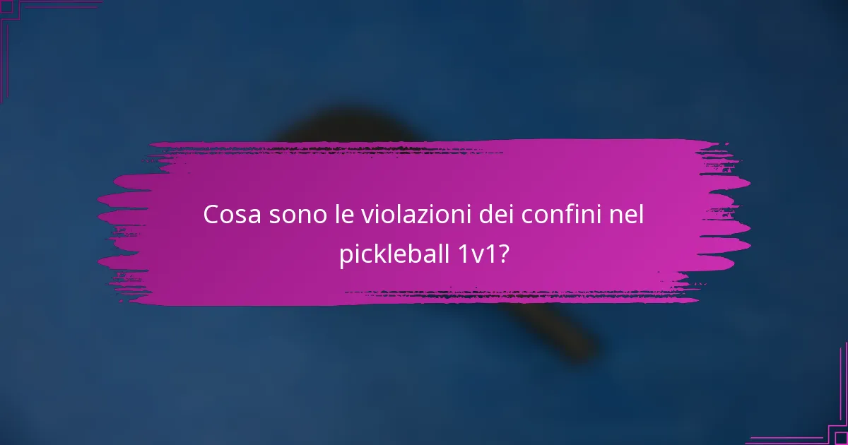 Cosa sono le violazioni dei confini nel pickleball 1v1?