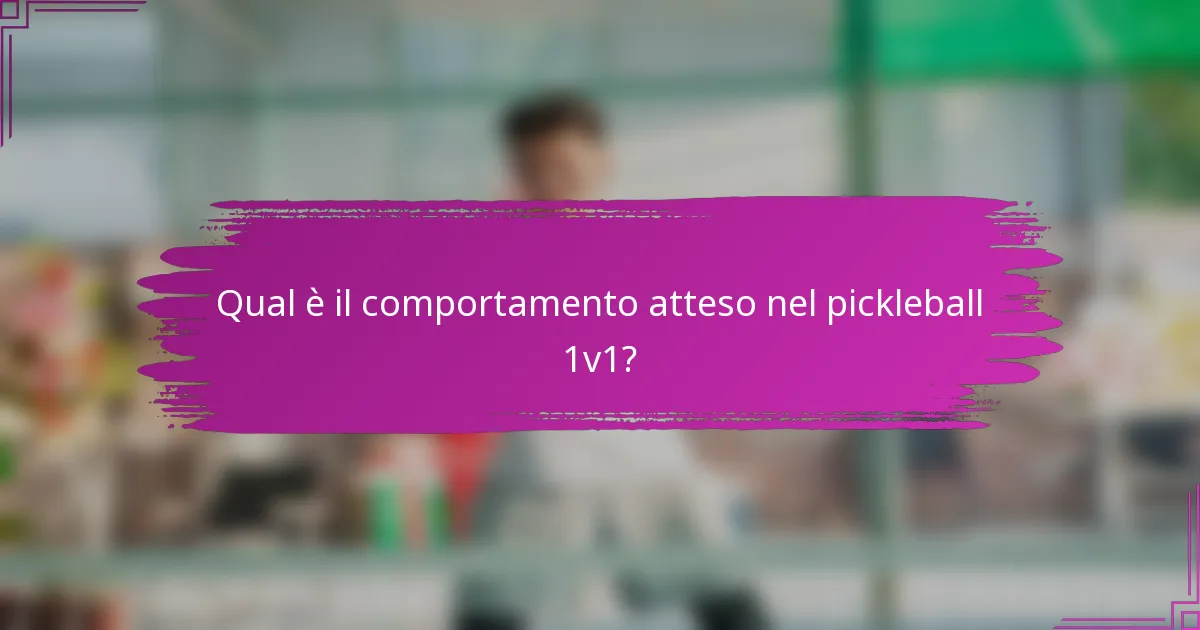 Qual è il comportamento atteso nel pickleball 1v1?