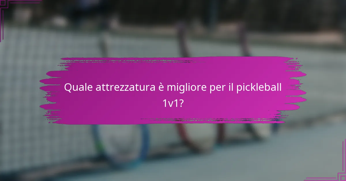Quale attrezzatura è migliore per il pickleball 1v1?