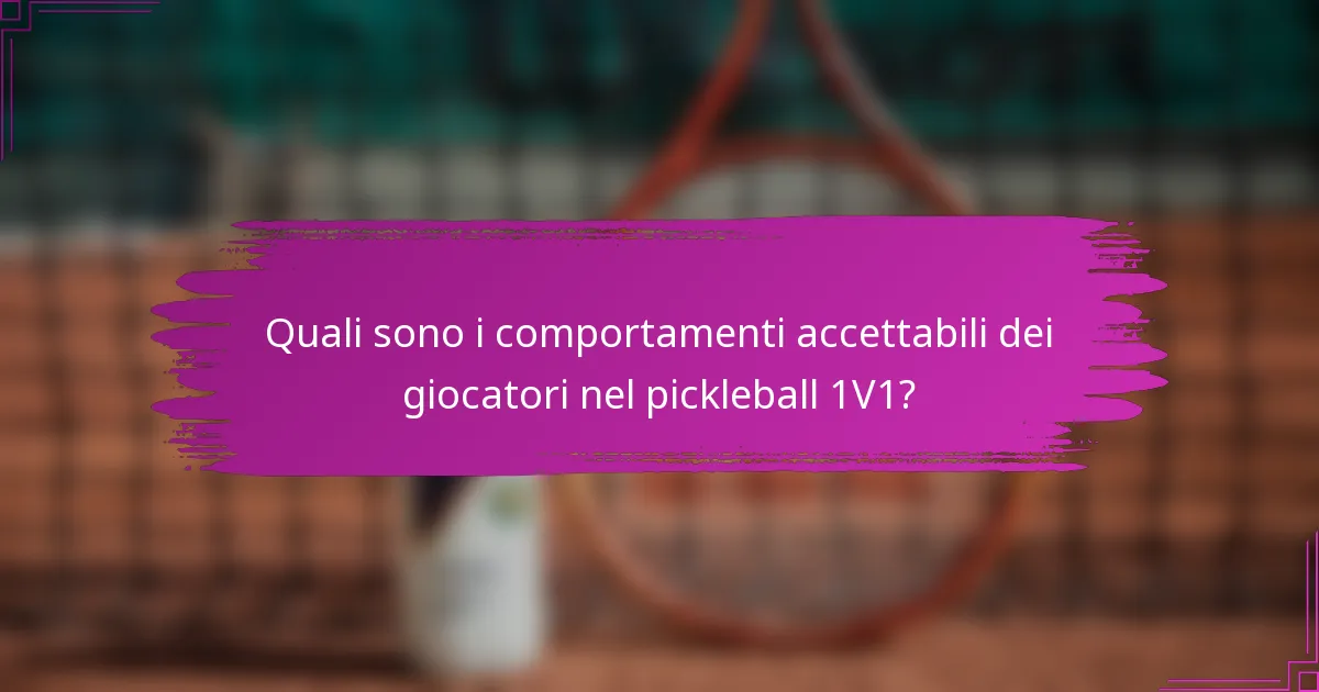 Quali sono i comportamenti accettabili dei giocatori nel pickleball 1V1?
