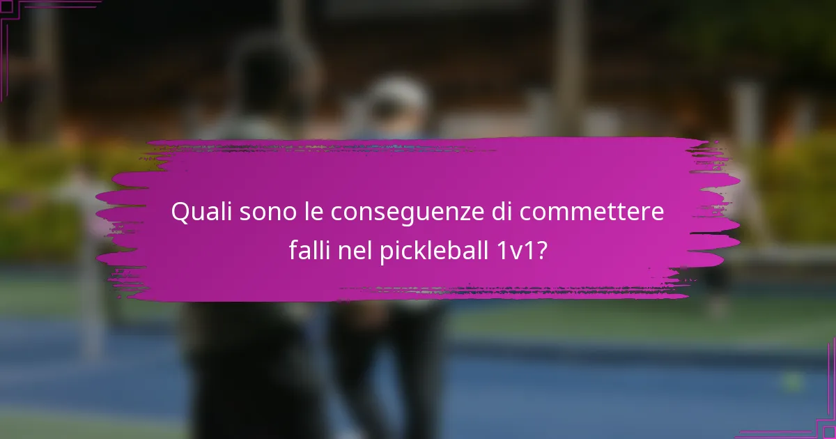 Quali sono le conseguenze di commettere falli nel pickleball 1v1?